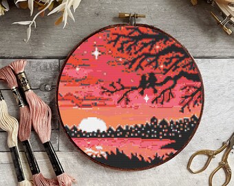 Sky Cross Stitch, Instant Download PDF Pattern, Counted Cross Stitch, Modern Cross Stitch Chart, Embroidery Pattern, Nature Cross Stitch
