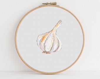 Garlic Cross Stitch Pattern, Instant Download PDF, Kitchen Decor Idea, Wall Hanging Decor, Counted Cross Stitch, Xmas Gift Idea, Moving Gift