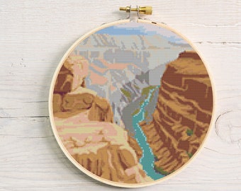 Grand Canyon Cross Stitch, Instant Download PDF Pattern, Counted Cross Stitch, Cross Stitch Chart, Embroidery Pattern, Nature Cross Stitch