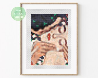 グスタフ・クリムト作「接吻」クロスステッチキット：初心者向け刺繍