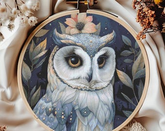 Owl Cross Stitch Pattern, Instant Download PDF, Fantasy Counted Cross Stitch Chart, Gothic Wall Art, Owl Embroidery Design, Dream Stitch
