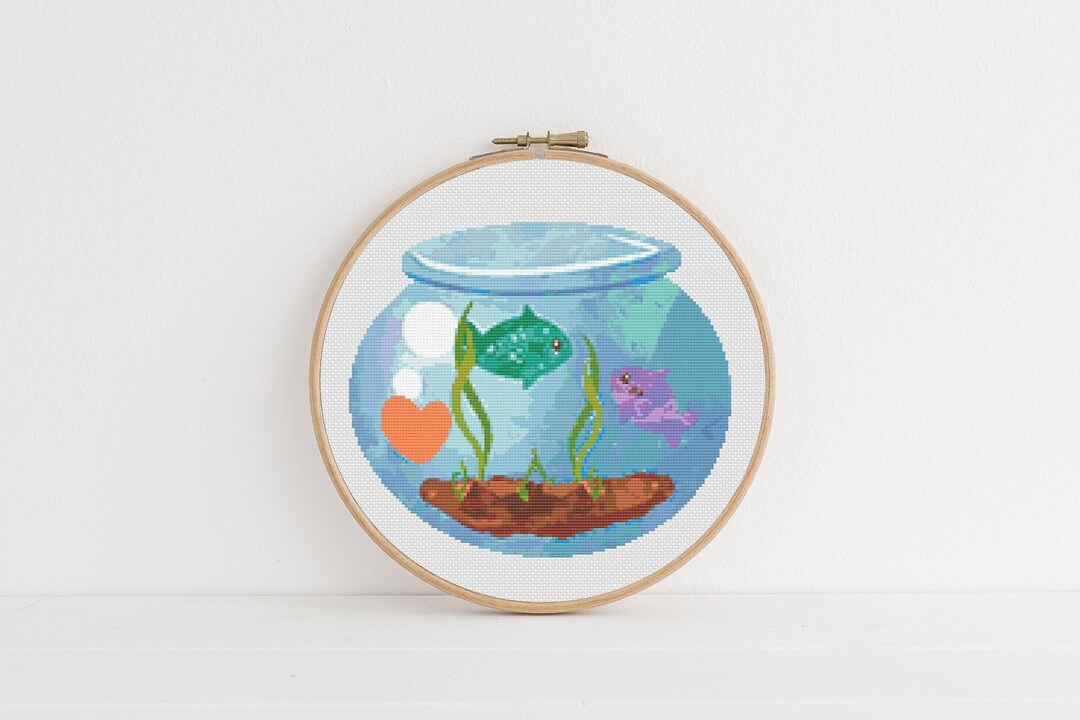 Fish Bowl Cross Stitch Pattern, Instant Download Pattern PDF, Cross ...