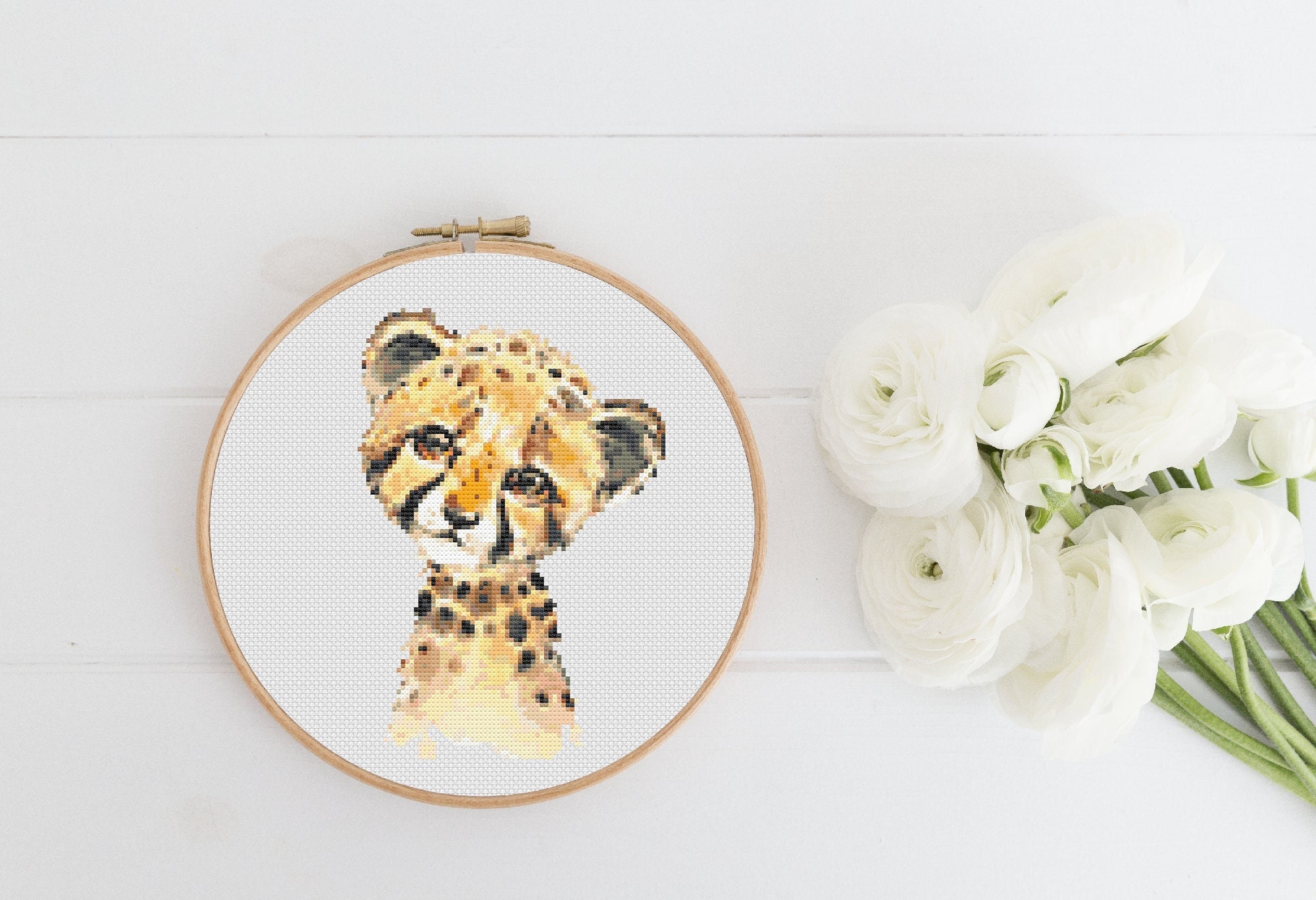 Abillyn Embroidery Cross Stitch Kits Cheetah Family Stamped with Printed Pattern Starter Kit Cheetah 