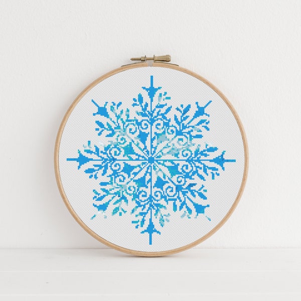 Snowflake Cross Stitch Pattern, Instant Download Pattern PDF, Easy Modern Cross Stitch Chart, Aesthetic Room Decor, Winter Wall Hanging