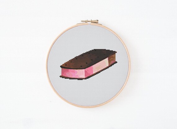 Ice Cream Cross Stitch Pattern, Instant Download PDF, Food Housewarming Gift, Wall Hanging Decor, Counted Cross Stitch, Kitchen Gift Ideas