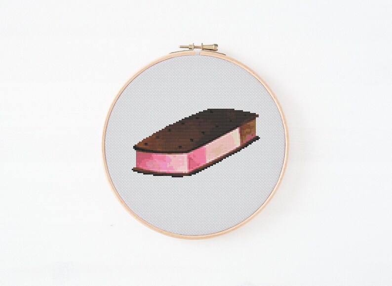 Ice Cream Cross Stitch Pattern, Instant Download PDF, Food Housewarming Gift, Wall Hanging Decor, Counted Cross Stitch, Kitchen Gift Ideas image 1