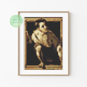 Miniature Cross Stitch Pattern, Escaping Criticism, Instant Download PDF Pattern, Counted X Stitch, Cross Stitch Chart, del Caso Wall Art
