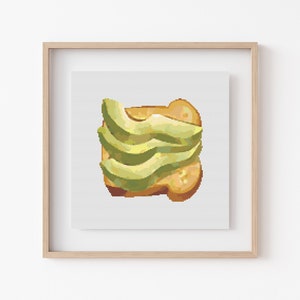 Avocado Toast Cross Stitch Pattern, Instant Download PDF, Food Housewarming Gift, Wall Hanging Decor, Easy Cross Stitch, Kitchen Gift Ideas image 1