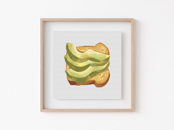 Avocado Toast Cross Stitch Pattern, Instant Download PDF, Food Housewarming Gift, Wall Hanging Decor, Easy Cross Stitch, Kitchen Gift Ideas