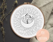 PDF Embroidery Pattern, Celestial Sun Moon, Hand Embroidery, Modern Hoop Design, Digital Embroidery Pattern, Beginner PDF Pattern, Hoop Art