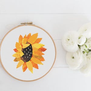 Modèle de point de croix tournesol, modèle PDF instantané, décoration murale pour chambre d&#39;enfant, grille de points moderne, point de croix, art de la broderie, décoration nature