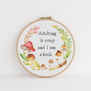 Adulting Cross Stitch Pattern #744, Cross Stitch PDF, Modern Stitch Design, Counted Cross Stitch, Embroidery Art, Quote Decor, Wall Art image 1