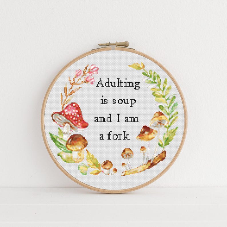 Adulting Cross Stitch Pattern #744, Cross Stitch PDF, Modern Stitch Design, Counted Cross Stitch, Embroidery Art, Quote Decor, Wall Art image 1