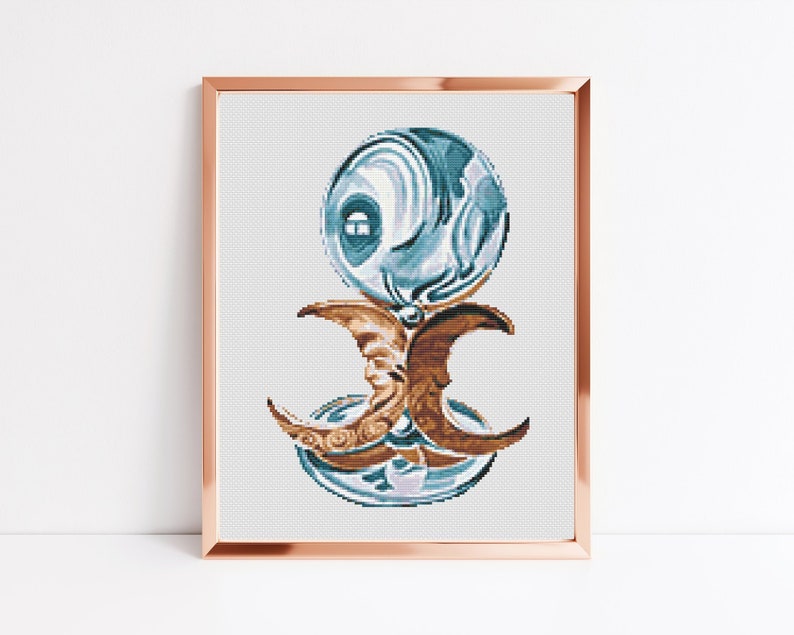 Crystal Ball Cross Stitch Pattern, Instant Download PDF, Magic Pattern, Modern Stitch Chart, Boho Home Wall Art, Aesthetic Geek Room Decor image 1