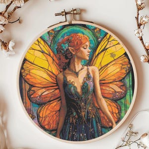 Magic Fairy Cross Stitch Pattern, Instant Download PDF, Fantasy Counted Cross Stitch Chart, Winter Wall Art, Enchanted Embroidery Design
