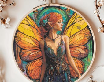Magic Fairy Cross Stitch Pattern, Instant Download PDF, Fantasy Counted Cross Stitch Chart, Winter Wall Art, Enchanted Embroidery Design