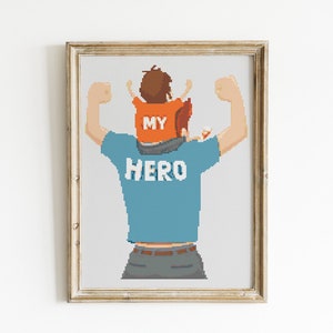 Dad Cross Stitch Pattern, Instant Download PDF Pattern, Room Decor, Counted Cross Stitch Chart, Wall Art, Moving Gift, Fathers Day Gift