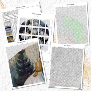 a group of cross stitch pictures of different animals