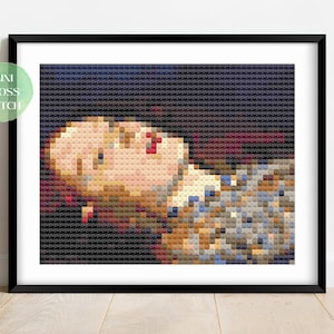 Mini Cross Stitch Pattern, Ophelia Millais, Instant Download PDF, Teacher Gift Idea, Counted X Stitch Chart, Mini Wall Art, Museum Design