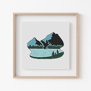 Pond Cross Stitch Pattern, Instant Download Pattern, Counted Modern Stitch Chart, Embroidery Design, Aesthetic Room Decor, Boho Gift for Her