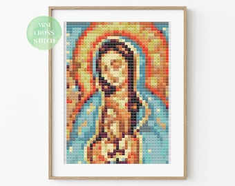 Modern Cross Stitch Pattern, Our Lady of Guadalupe, Instant Download PDF Pattern, Counted Cross Stitch Chart, Boho Wall Decor, Museum Art