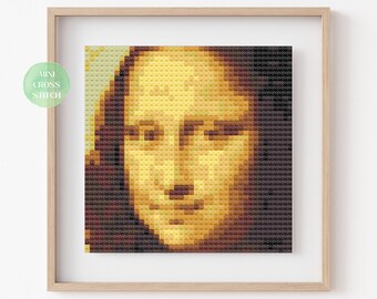 Mini Cross Stitch Pattern, Instant Download PDF Pattern, Mona Lisa Painting, Counted Cross Stitch, Modern X Stitch Chart, Leonardo da Vinci