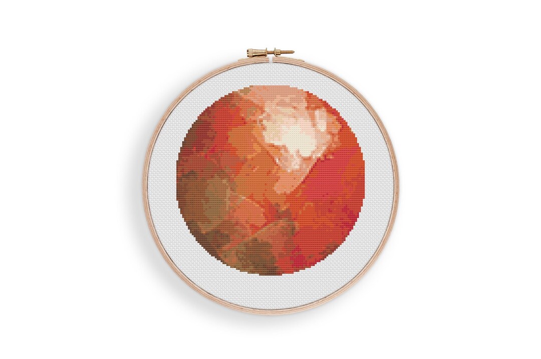 Mars Cross Stitch Pattern, Instant Download PDF, Planet Art, Modern ...