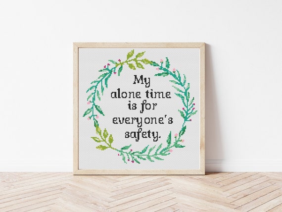 Alone Cross Stitch Pattern #1357, Cross Stitch PDF, Modern Stitch Design, Counted Cross Stitch, Embroidery Art, Quote Decor, Wall Art