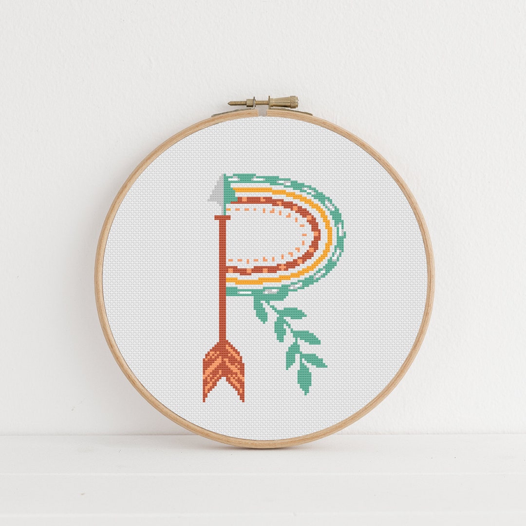 Boho Letter R Cross Stitch, Instant Download PDF, Modern Stitch Chart ...