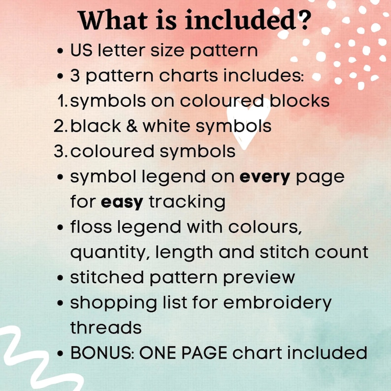 Floral Owl Cross Stitch, Instant Download PDF, Animal Pattern, Modern Cross Stitch Pattern, Woodland Decor, Boho Home Gift, Cute Kids Kit image 2