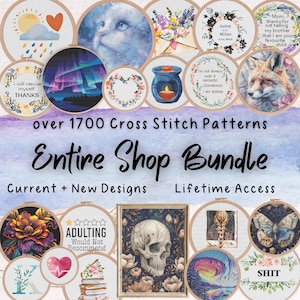 Whole Shop Bundle Cross Stitch Patterns, Embroidery Design, Lifetime Access, Instant Download PDF, Patternkeeper, Counted Cross Stitch