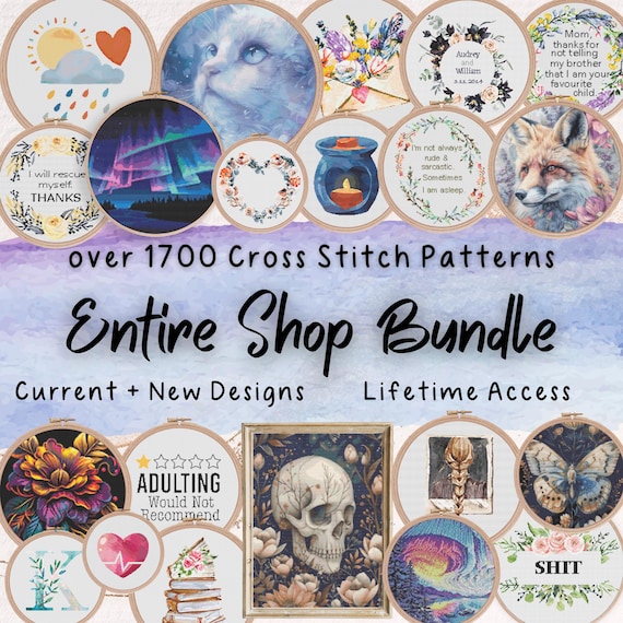 Whole Shop Bundle Cross Stitch Patterns, Embroidery Design, Lifetime Access, Instant Download PDF, Patternkeeper, Counted Cross Stitch