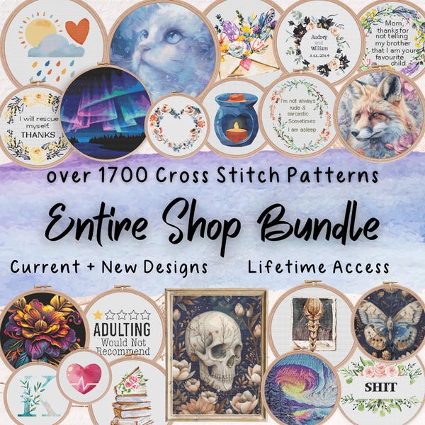 Paquete completo de patrones de punto de cruz, diseños de bordado, acceso de por vida, descarga instantánea de PDF, Patternkeeper, punto de cruz contado