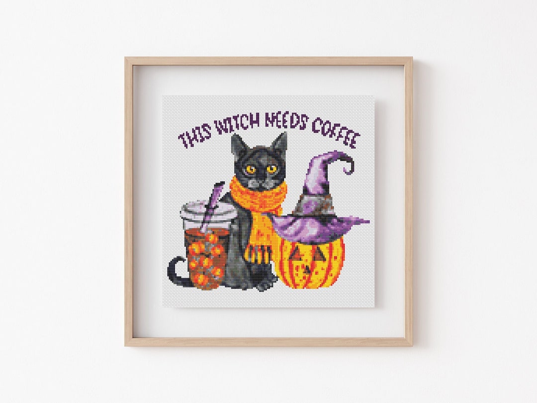 Witch Coffee Cross Stitch Pattern, Instant Download PDF Pattern, Cross ...