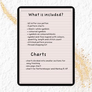 a notepad with a list of what is included