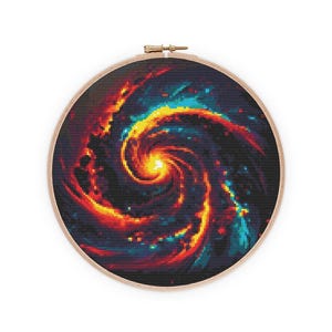 Galaxy Cross Stitch Pattern #136, Cross Stitch PDF, Counted Cross Stitch, Embroidery Art, Boho Wall Decor, Magical Landscape