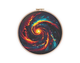 Galaxy Cross Stitch Pattern #136, Cross Stitch PDF, Counted Cross Stitch, Embroidery Art, Boho Wall Decor, Magical Landscape