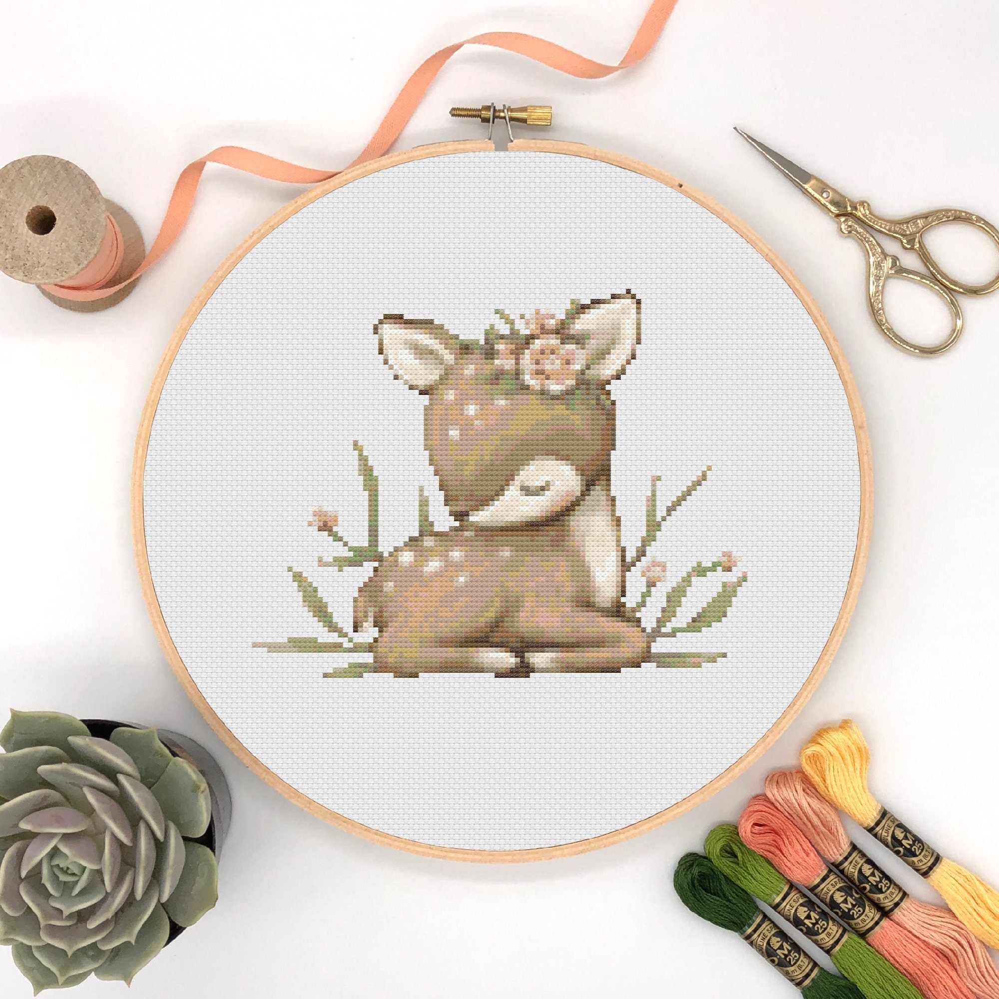 Coussin Vervaco Petit Faon Au Point De Croix