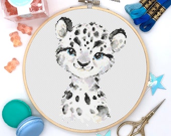 Leopard Cross Stitch, Instant Download PDF, Animal Pattern, Modern Cross Stitch Pattern, Rustic Home Wall Art, Nursery Gift, Xmas Present