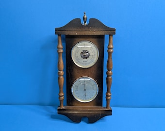 Vintage Sabre Japan Wood Weather Station Barometer Thermometer Hygrometer Precision Wall Decor - NO CUSTOMS FEES