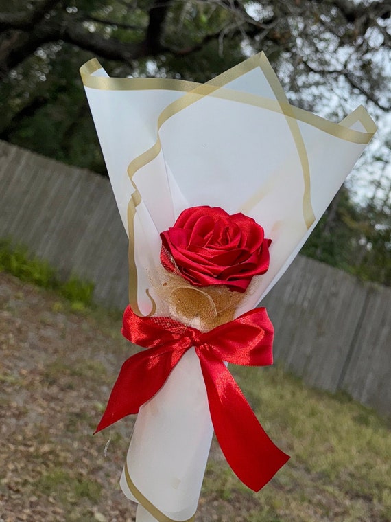 Handmade Ribbon Rose Mini Bouquet, Eternal Flower Souvenir - Etsy