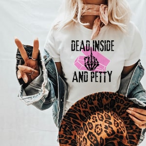 Dead Inside And Petty | Pink Coffin | Skeleton Middle Finger | Sublimation | PNG Digital Image