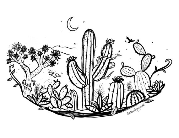 Printable Coloring Page Cactus - Etsy