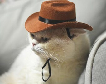 Meow Meow Western Cowboy hat, Pet Custom, Cat Hat, Mini Western Cowboy Meow.