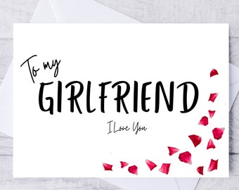 Valentine Card for Girlfriend, Printable Valentine's Day Card, for Her, Digital Valentines Card, for Woman, Simple Card for Girlfriend
