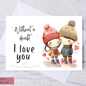 Druckbare Valentinstag Karte, Karte für Freund zum Valentinstag, Digitale Valentinstag Karte, für Mann, Karte für Freundin, Ich liebe Dich Karte