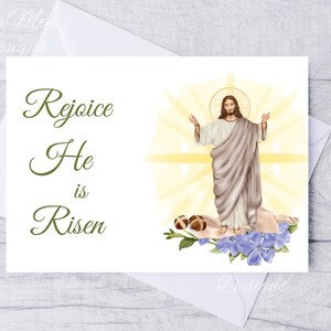 Easter Card Printable, with Free Envelope Template, He is Risen Easter Card, Resurrection Easter Card, Religious Easter Card, Digital Easter