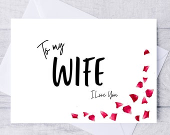 Valentine Card for Wife, Printable Valentines Day Card for Wife, Simple Card for Valentine's Day, for Wife, Digital Valentines Card, PDF