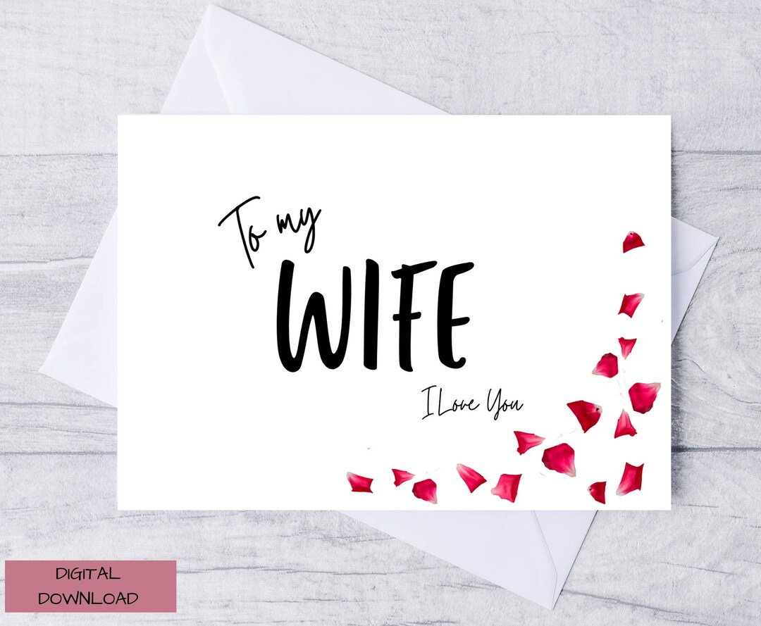 Valentine Card for Wife, Printable Valentines Day Card for Wife, Simple ...
