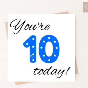 Druckbare, personalisierte Geburtstagskarte zum 10. Geburtstag, für Jungen oder Für Mädchen, Geburtstagskarte für Junge, personalisierte Geburtstagskarte für Mädchen